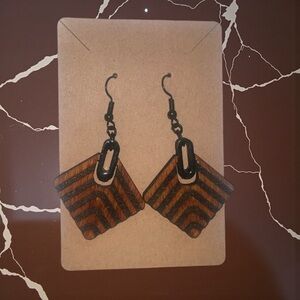 Geometric Black and Brown Earrings